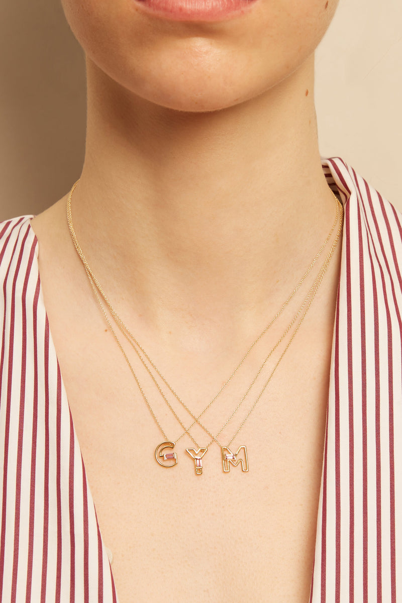 ALIITA ネックレス HALF ORANGE DROP TOURMALINE NECKLACE LETRA J TOURMALINE NECKLACE – ALIITA