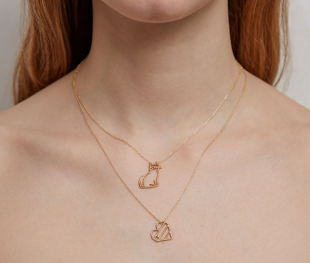 【ALIITA】人気 'miau' Gold Pendant Necklace aliita-necklces-gold-cat-heart