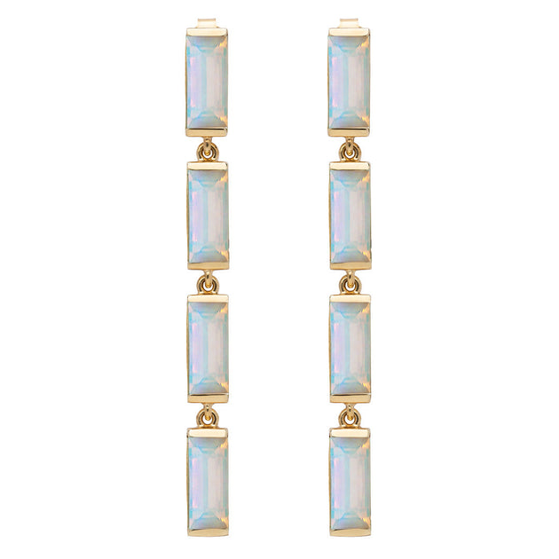 DECO MAXI BAGUETTE OPAL EARRINGS