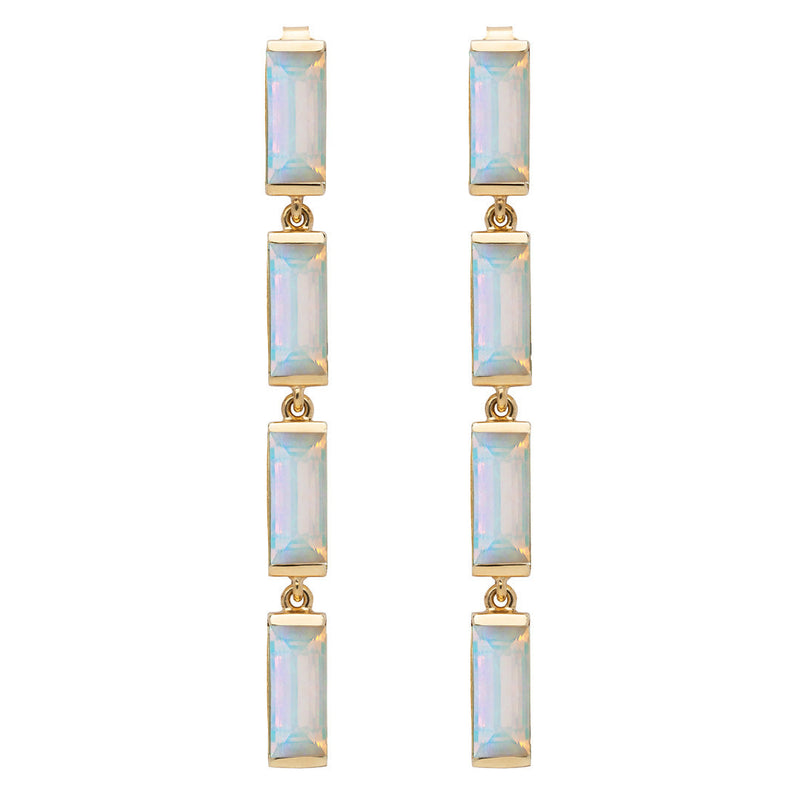 DECO MAXI BAGUETTE OPAL EARRINGS