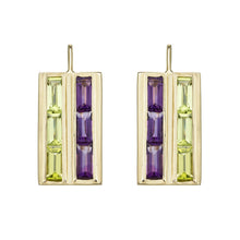 Load image into Gallery viewer, DECO CENTRAL PERIDOT + AMETHYST EARRINGS

