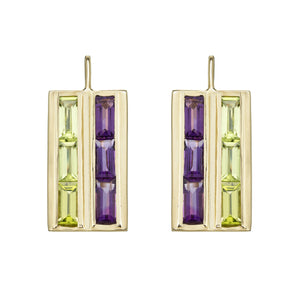 DECO CENTRAL PERIDOT + AMETHYST EARRINGS