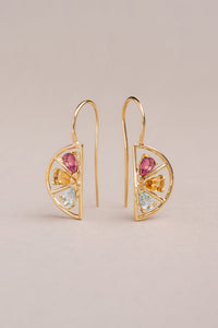 MEDIA NARANJA TRIO TOURMALINE + CITRINE + AQUAMARINE EARRINGS