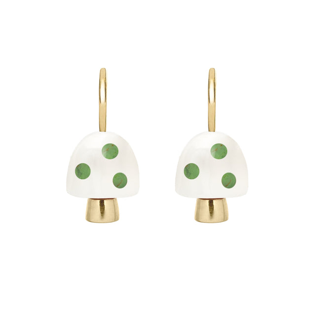 L'AMANITA WHITE + GREEN EARRINGS