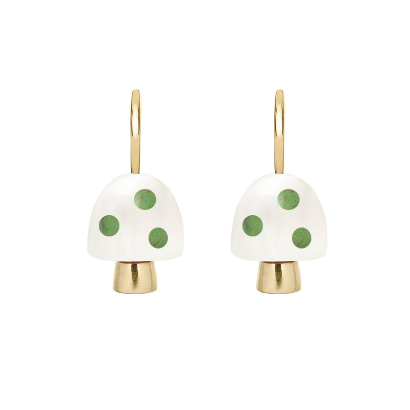 L'AMANITA WHITE + GREEN EARRINGS