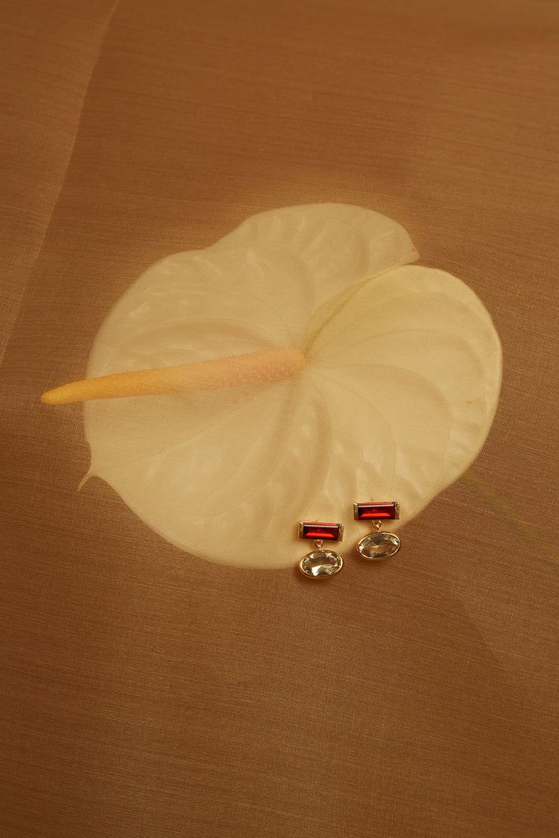 MARGARITA BAGUETTE GARNET + AMETHYST EARRINGS