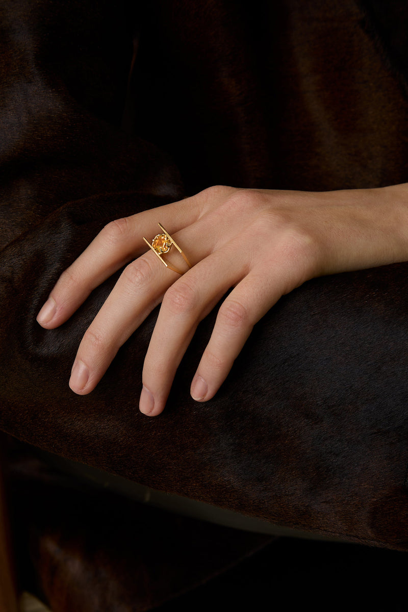 EXAGONAL CITRINE RING