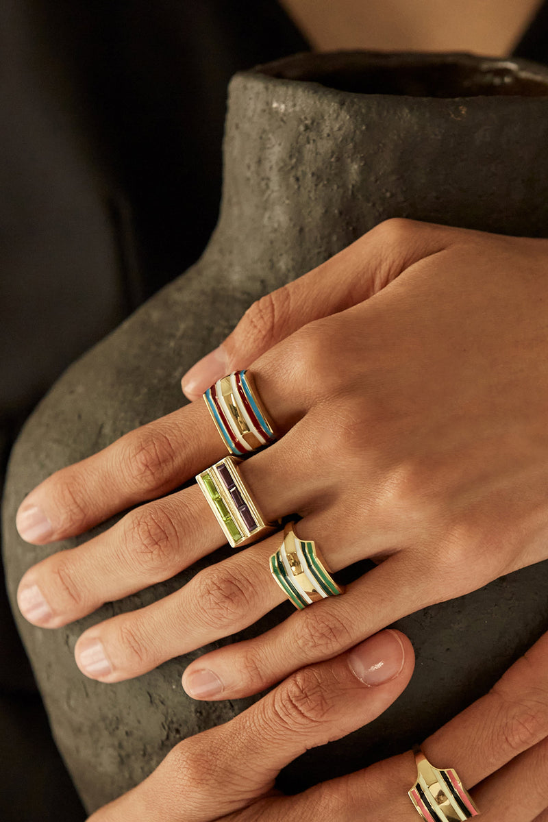 DECO CENTRAL PERIDOT + AMETHYST RING