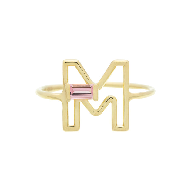 LETRA M TOURMALINE RING