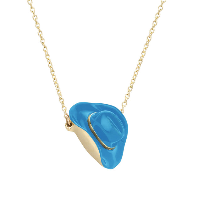 COWBOY HAT BLUE NECKLACE