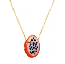 Load image into Gallery viewer, Gold chain necklace with dragon fruit shaped coral
