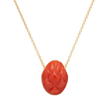 Load image into Gallery viewer, Gold chain necklace with dragon fruit shaped coral back
