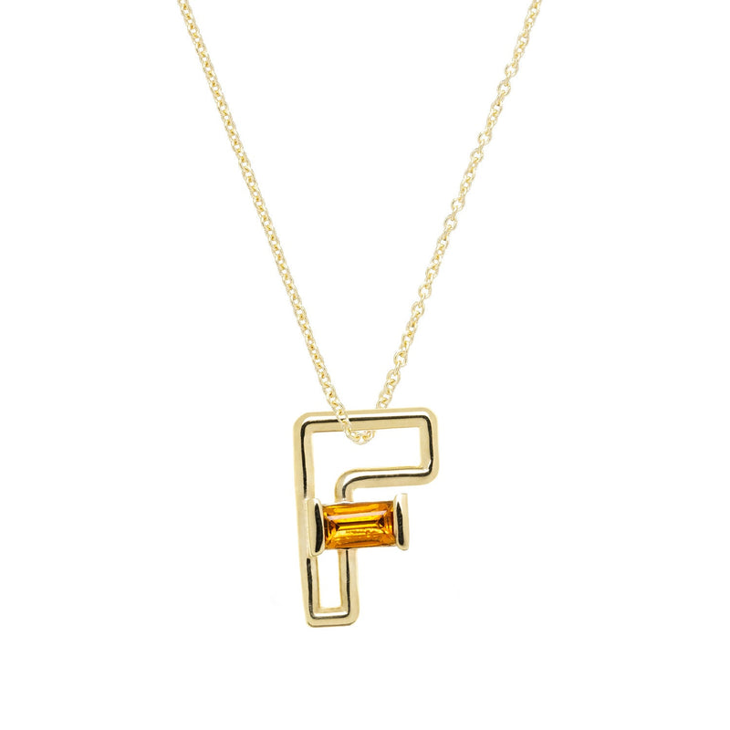 LETRA F CITRINE NECKLACE