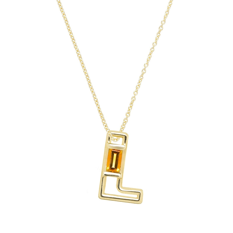 LETRA L CITRINE NECKLACE