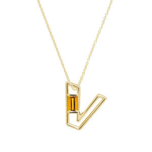 LETRA V CITRINE NECKLACE