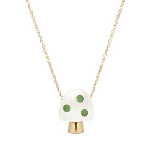 L'AMANITA WHITE + GREEN NECKLACE