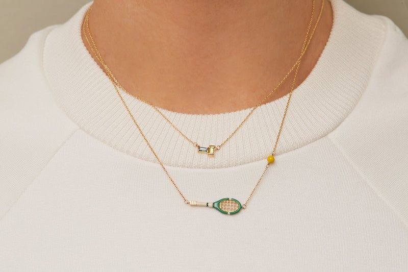 TENNIS PELOTA PISTACHIO GREEN NECKLACE