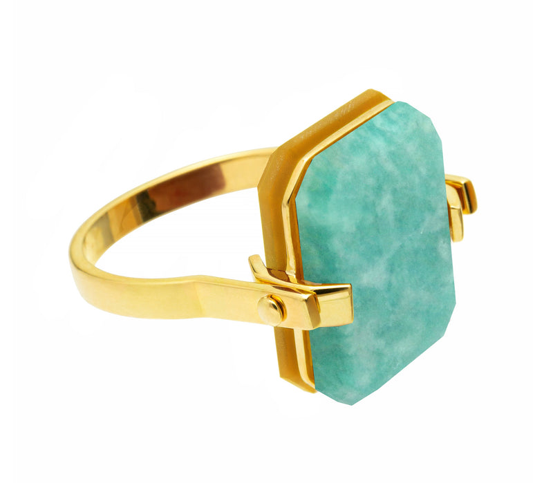 DECO SANDWICH AMAZONITE + YELLOW JADE RING