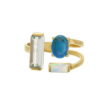 Load image into Gallery viewer, DOBLE BAGUETTE OVAL BLUE RING
