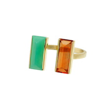 Load image into Gallery viewer, BI MAXI BAGUETTE CHRYSOPRASE + MADEIRA RING
