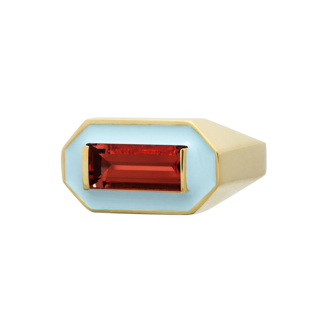 DECO MAXI BAGUETTE GARNET RING