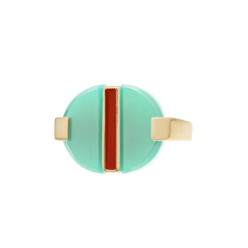 DECO EMPANADA CHRYSOPRASE RING