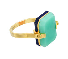 Load image into Gallery viewer, DECO SANDWICH LAPIS LAZULI + CHRYSOPRASE RING
