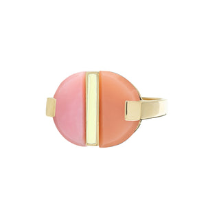 DECO EMPANADA PINK OPAL + MOONSTONE RING