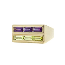 Load image into Gallery viewer, DECO CENTRAL PERIDOT + AMETHYST RING
