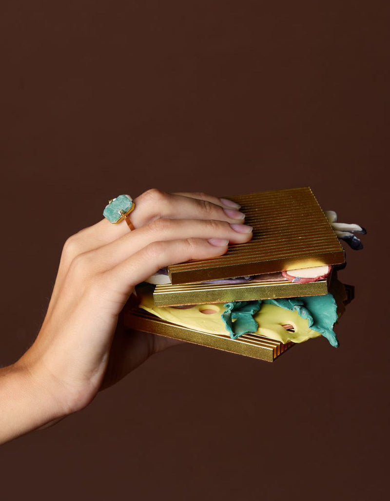 DECO SANDWICH AMAZONITE + YELLOW JADE RING