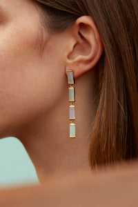 DECO MAXI BAGUETTE OPAL EARRINGS