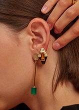 Load image into Gallery viewer, DECO CILINDRO GREEN AGATE EARRINGS
