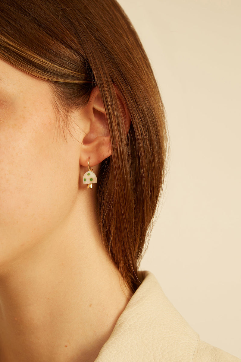 L'AMANITA WHITE + GREEN EARRINGS