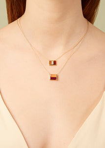 BI MAXI BAGUETTE MOONSTONE + RHODONITE NECKLACE