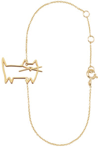 Gold chain bracelet with cat shaped pendant