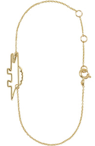 Gold chain bracelet with a crocodile shaped pendant