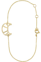 Load image into Gallery viewer, Gold chan bracelet with a croissant shaped pendant
