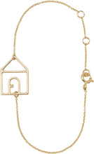 Load image into Gallery viewer, Gold chain bracelet with house shaped pendant and small diamond
