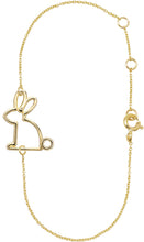 Load image into Gallery viewer, Gold chain bracelet with small rabbit shaped pendant

