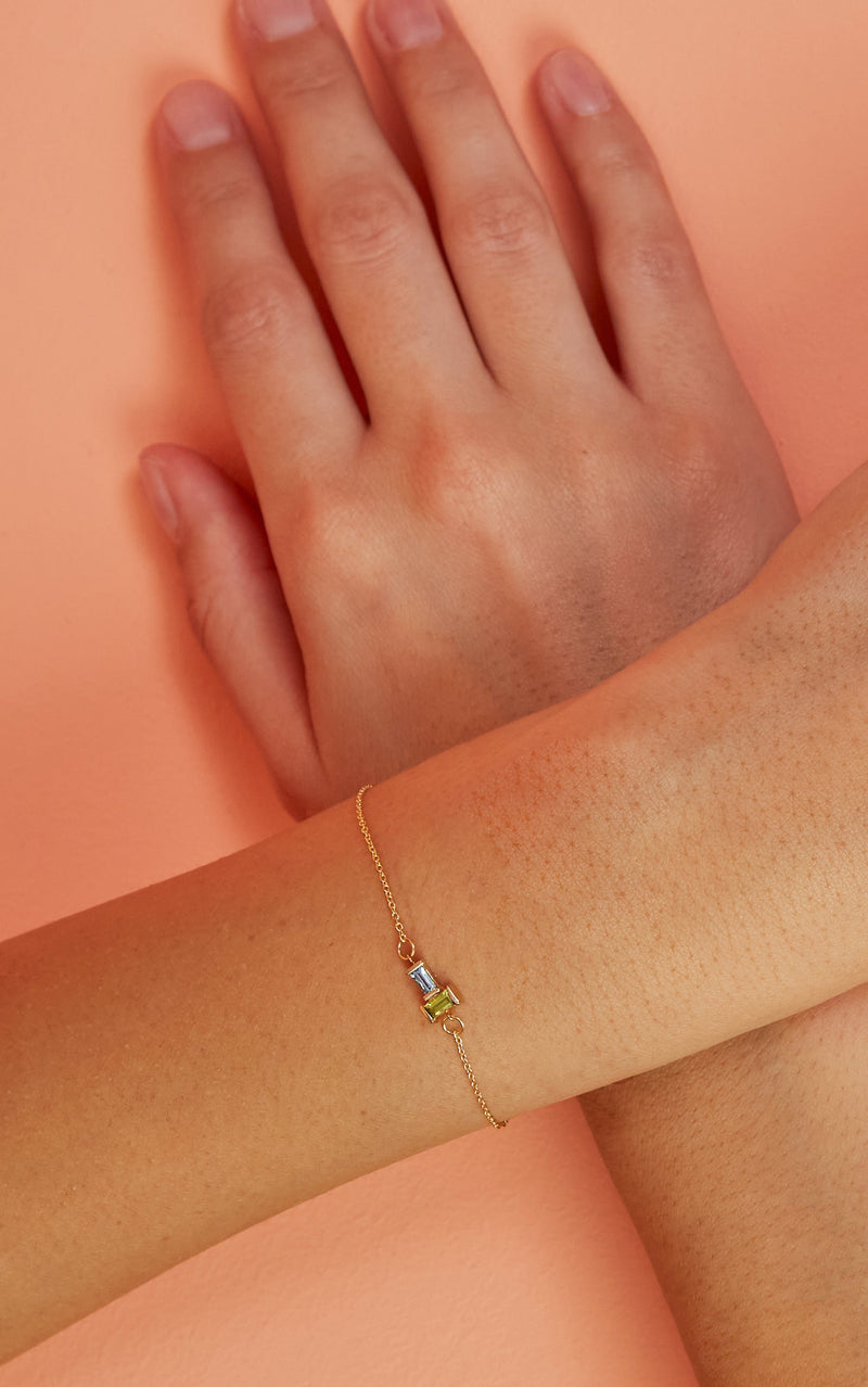 TU Y YO AQUAMARINE + PERIDOT BRACELET