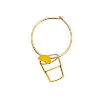 Load image into Gallery viewer, Gold earring circle with tequila shot shaped pendant

