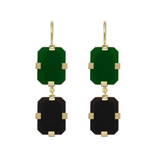 Load image into Gallery viewer, DECO SANDWICH GREEN + BLACK AGATE EARRINGS
