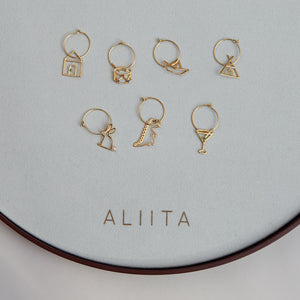 Gold hoop earrings with gold small pendants