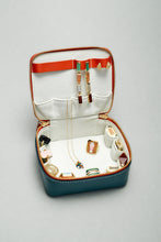 Load image into Gallery viewer, JEWELRY POUCH RECTANGULAR PETROLEUM + ORANGE
