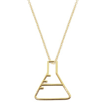 Load image into Gallery viewer, Gold chain necklace with chemistry baker shaped pendant
