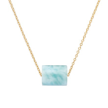 Load image into Gallery viewer, Gold chain necklace with cylinder cut amazonite stone

