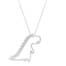 Load image into Gallery viewer, White gold chain necklace with dinosaur shaped pendant

