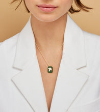 Load image into Gallery viewer, Woman wearing gold chain necklace with broccoli cameo in green porcelain
