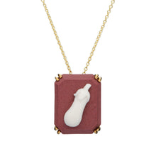 Load image into Gallery viewer, Gold chain necklace with an eggplant shaped cameo made in porcelain
