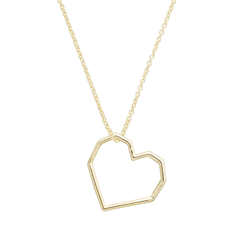 Gold chain necklace with small heart shaped pendant